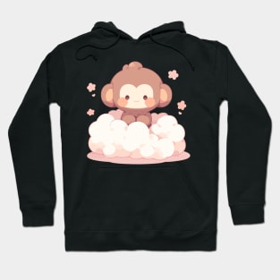 Pink Cloud Cute Kawaii Happy Baby Monkey Hoodie